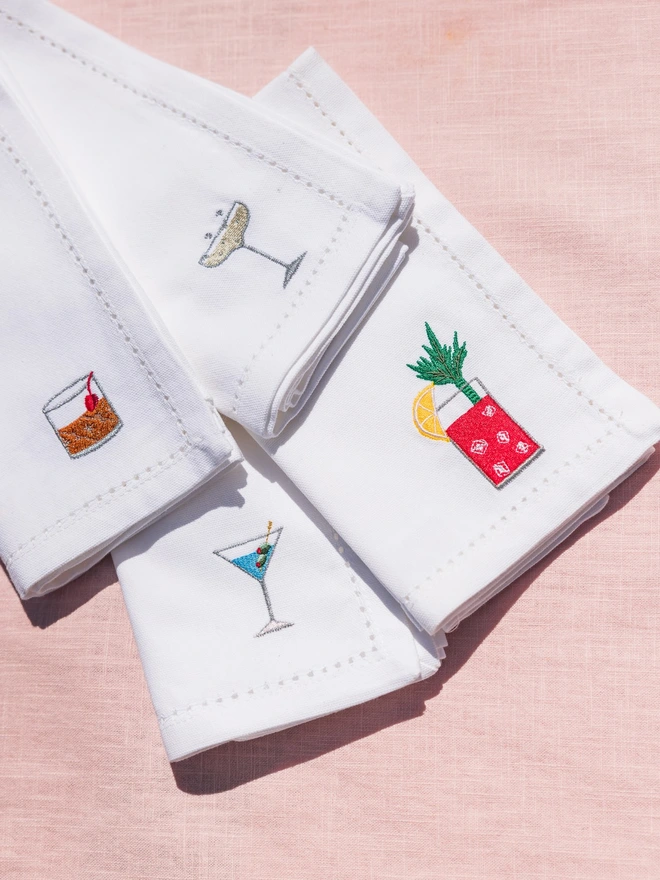 Embroidered Cocktail Napkin Set