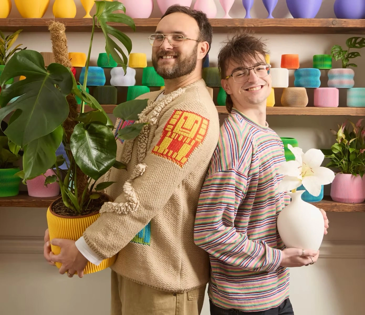 hackney muse brothers holding vases and smiling