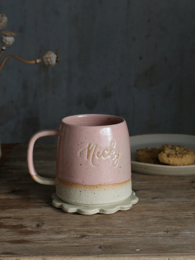 Personalised pastel stoneware mug