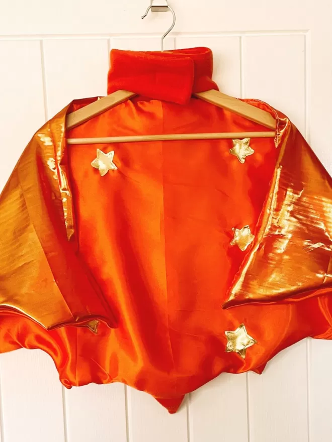 Front of Orange Dinosaur Dragon Dress Up Wings Cape