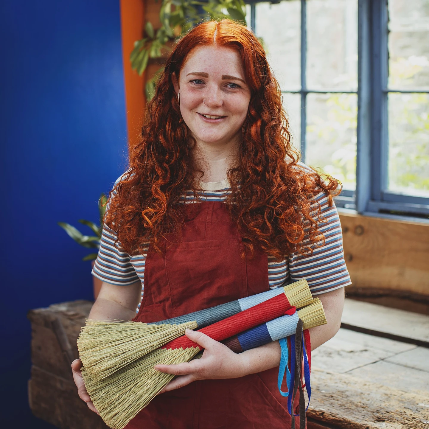 Rosa Harradine - broom and brush maker in her studio