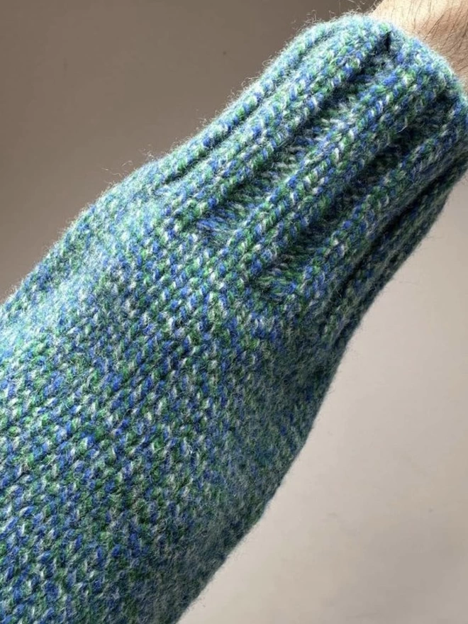 Liddel Chunky Lambswool Sweater Marl Blue Green