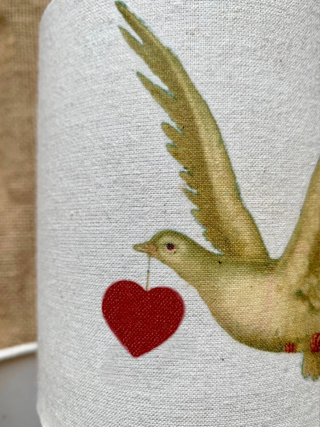 Alternative Valentine candle holder with dove and red heart