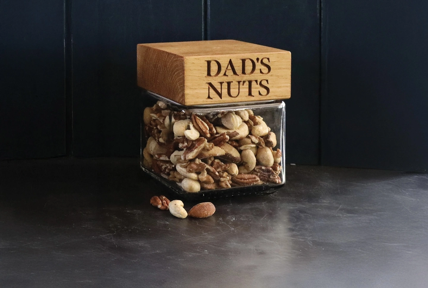 Dad's nuts oak jar