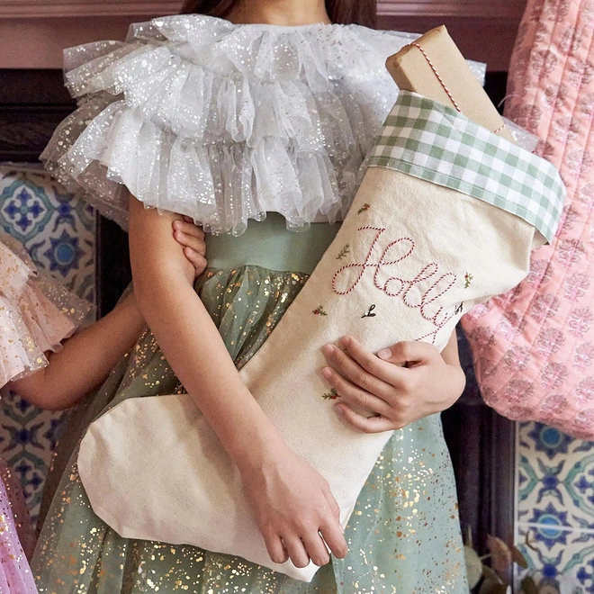 Personalised embroidered Christmas stocking