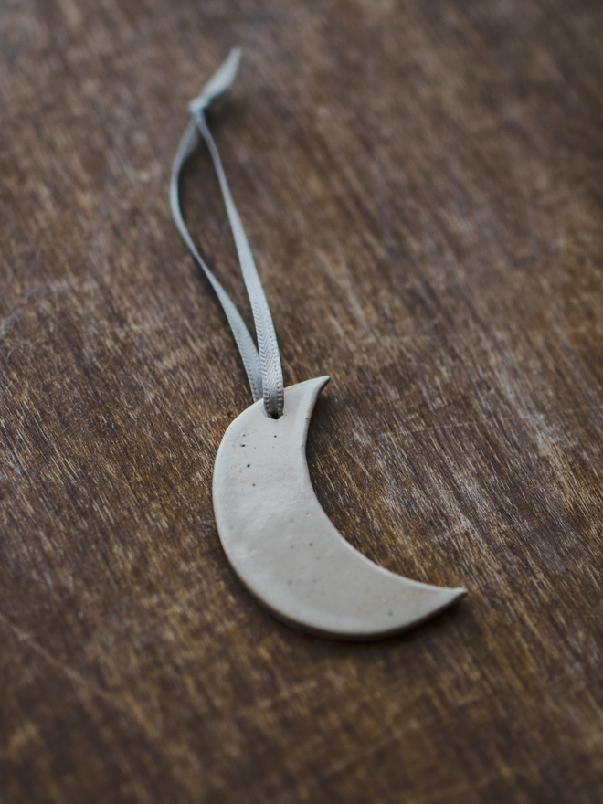 white crescent moon hanging decoration