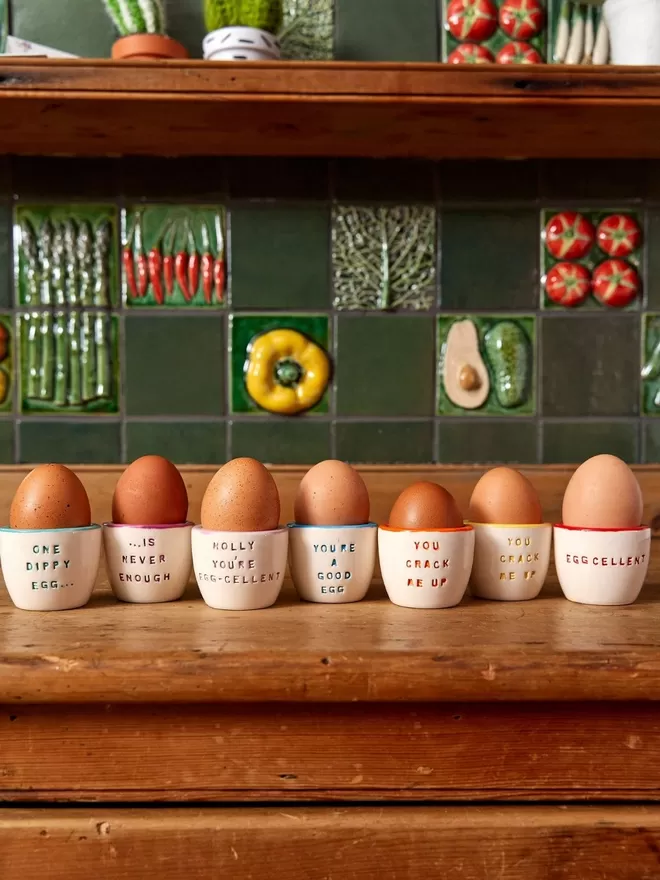 Personalised ceramic egg cups