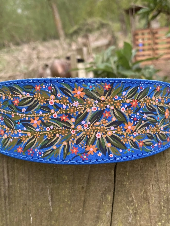 Extra Large Blue Floral Sighthound Collar