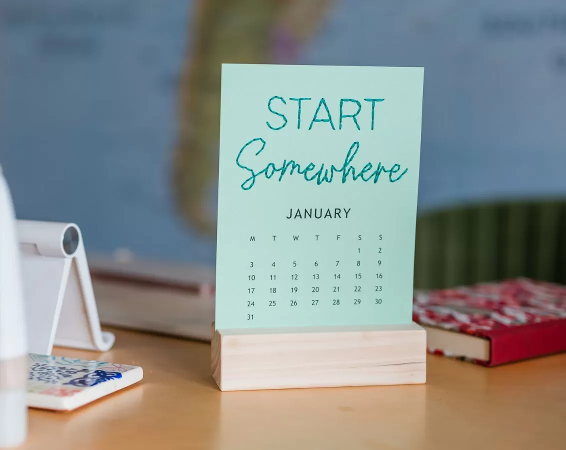'Start somewhere' motivational calendar