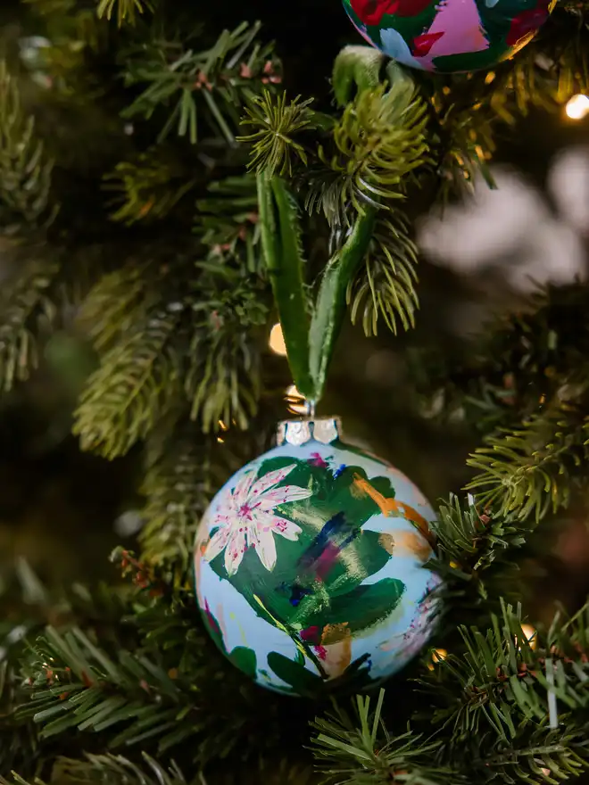 Hand painted floral bauble