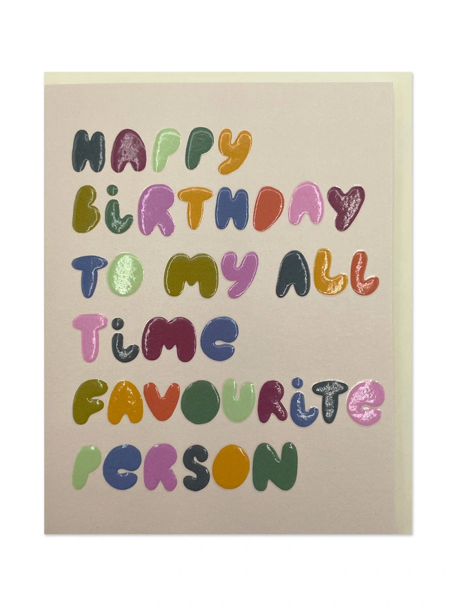Joyful Mini Birthday Card 'To My All Time Favourite Person' | Raspberry Blossom