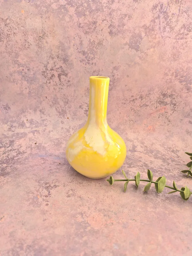 Bud vase, small vase, flower vase, gift, Jenny Hopps Pottery, yellow small vase, 