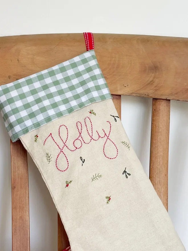 Hand Embroidered Christmas Stocking