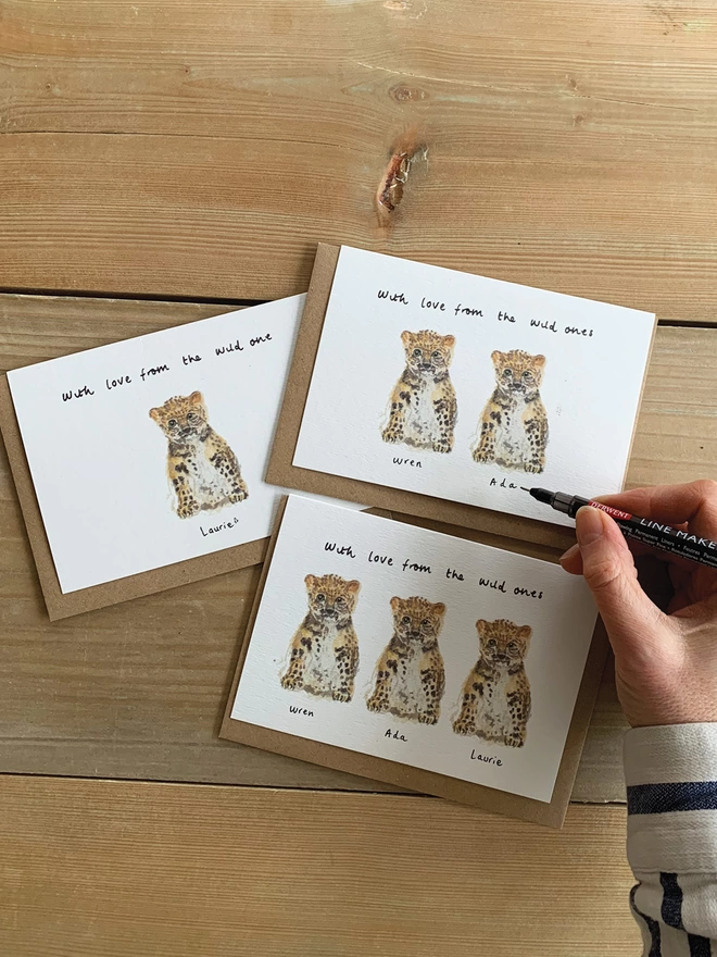 Wild One Leopard Cub Personalised Greeting Card 