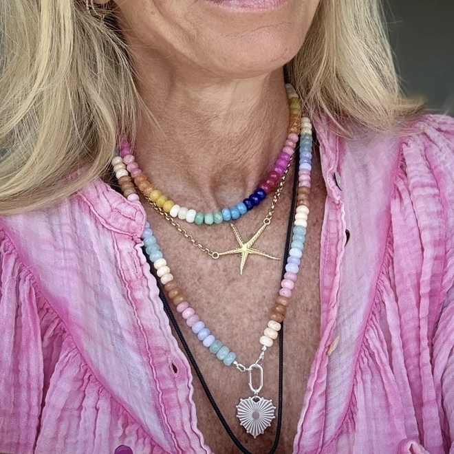 Beaded jade colourful gemstone necklace