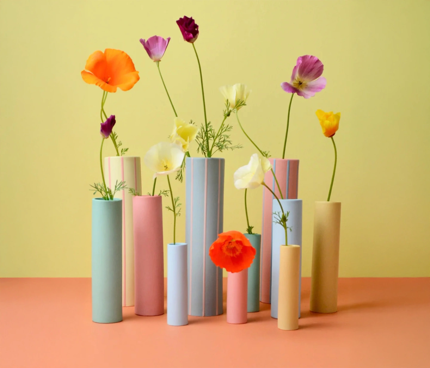 Colourful ceramic vases