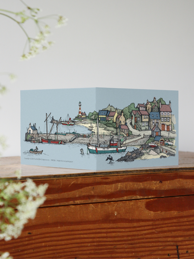 fife harbour illustrated greetings card