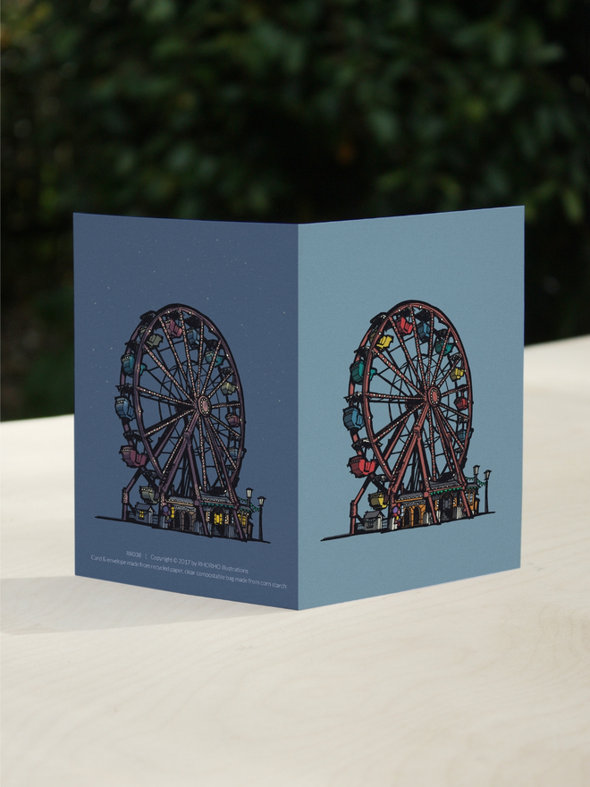 vintage ferris wheel illustrated card