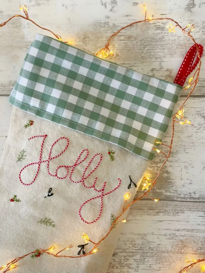 Hand Embroidered Christmas Stocking