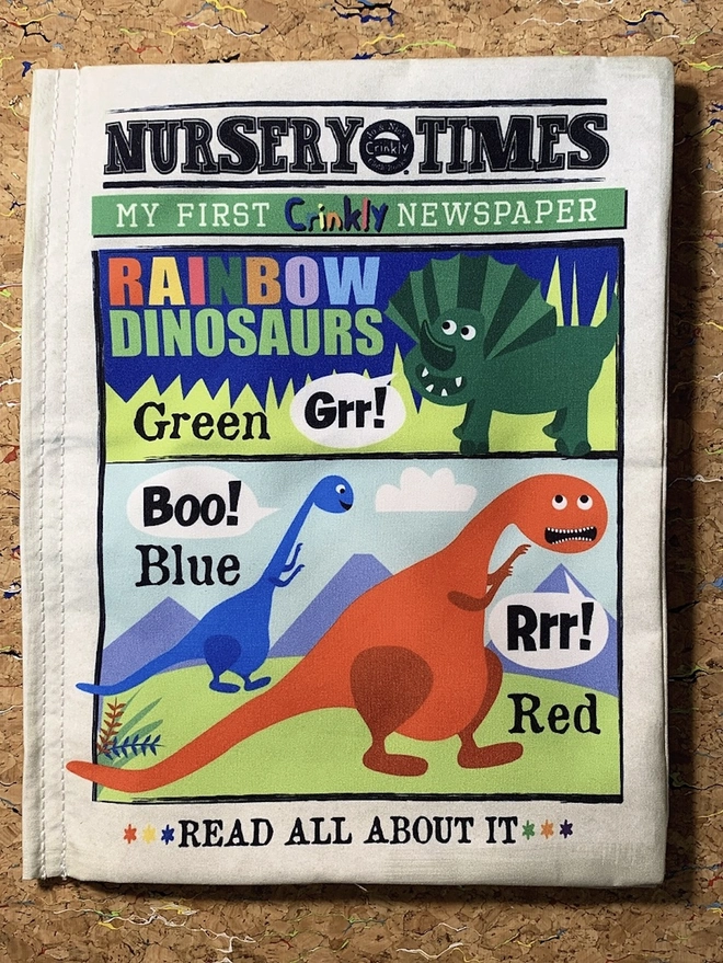 Rainbow Dinosaurs Colours Crinkly Newspaper