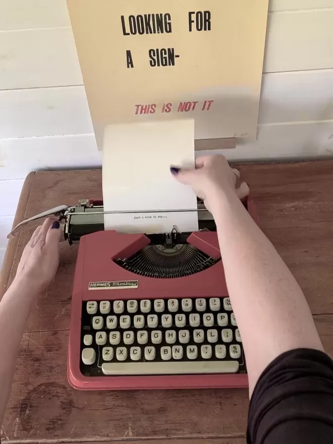 typing a card on my vintage typewriter