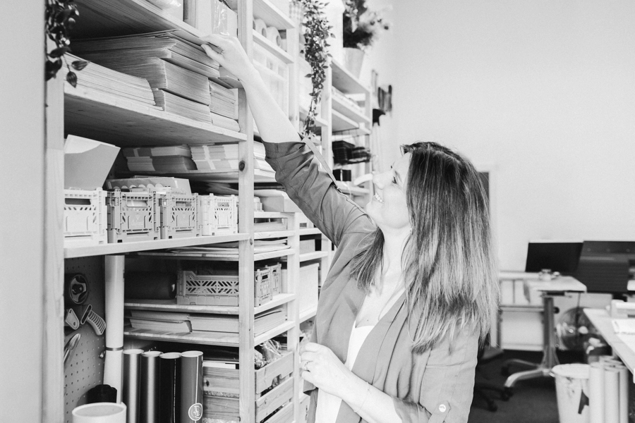 Adele founder of Joanie and Jeanie Decal stickers in her studio in Buckinghamshire