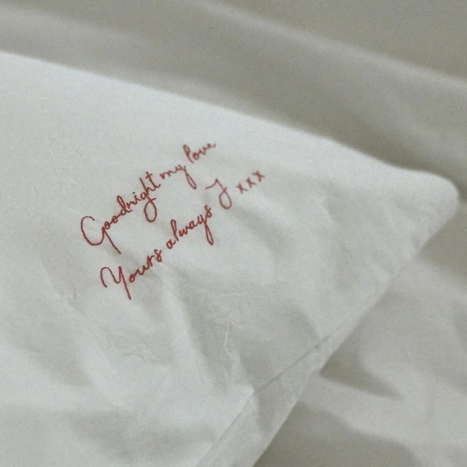 Embroidered persoalised pillowcase