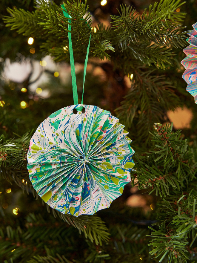 Hand Marbled Pinwheel Hanging Decoration