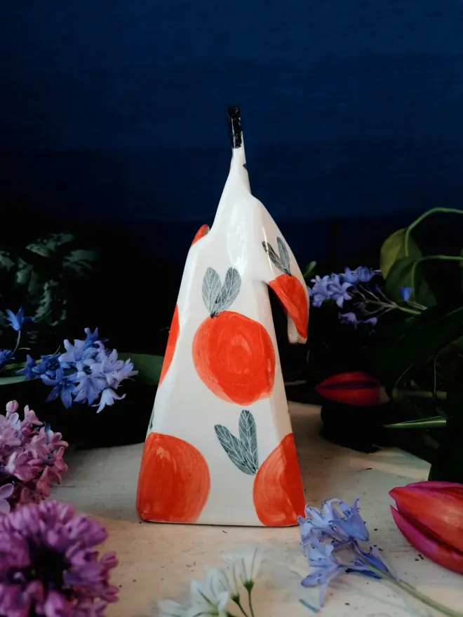 small Greta Oranges ceramic unique hand painted vase