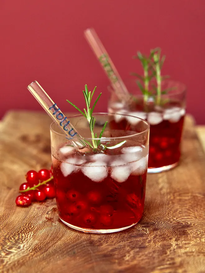 Short personalised glass drinking straw