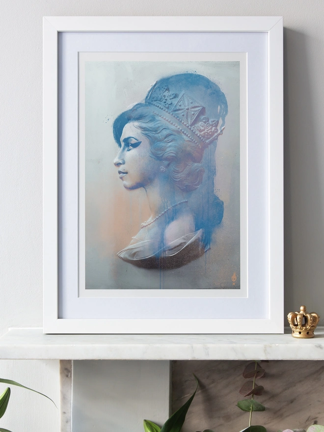 'Camden Queen' Amy Winehouse Art Print in Turquoise