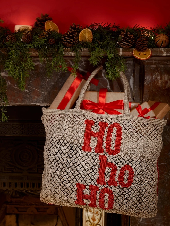 Jute Christmas ho ho ho bag