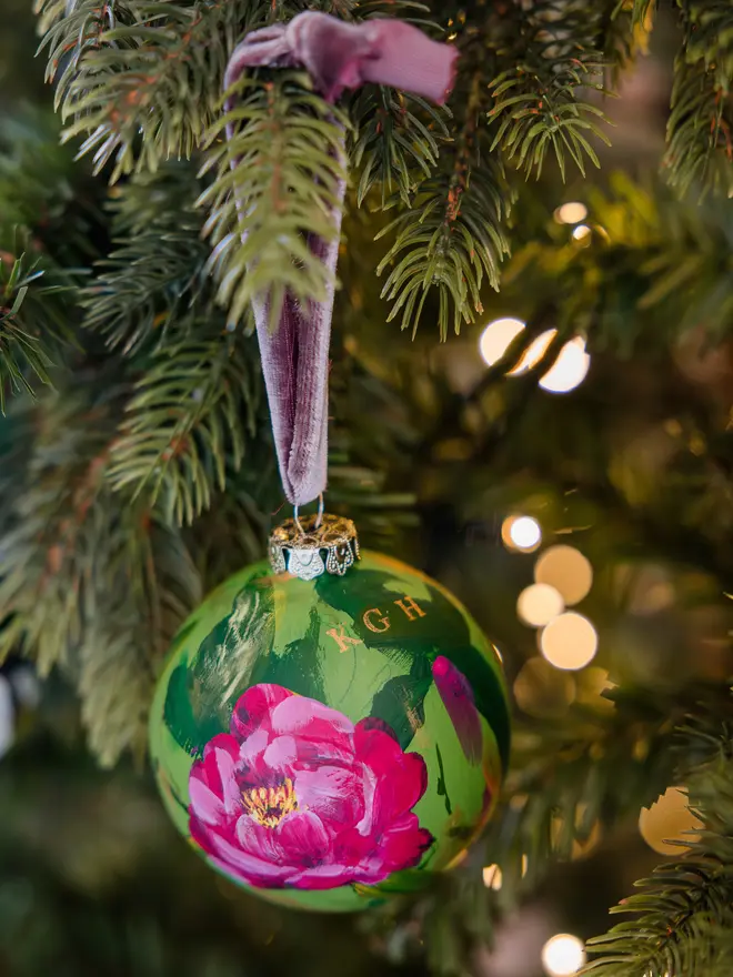 Hand painted floral bauble