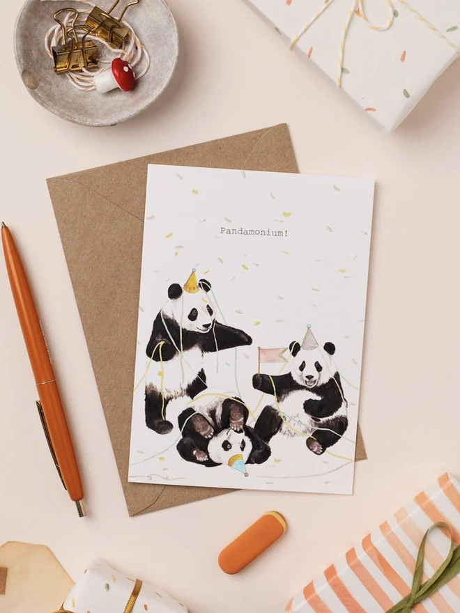 'Pandamonium' Party Card