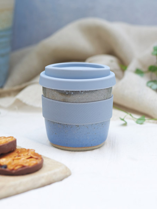 Blue and Grey Ceramic Travel Mug