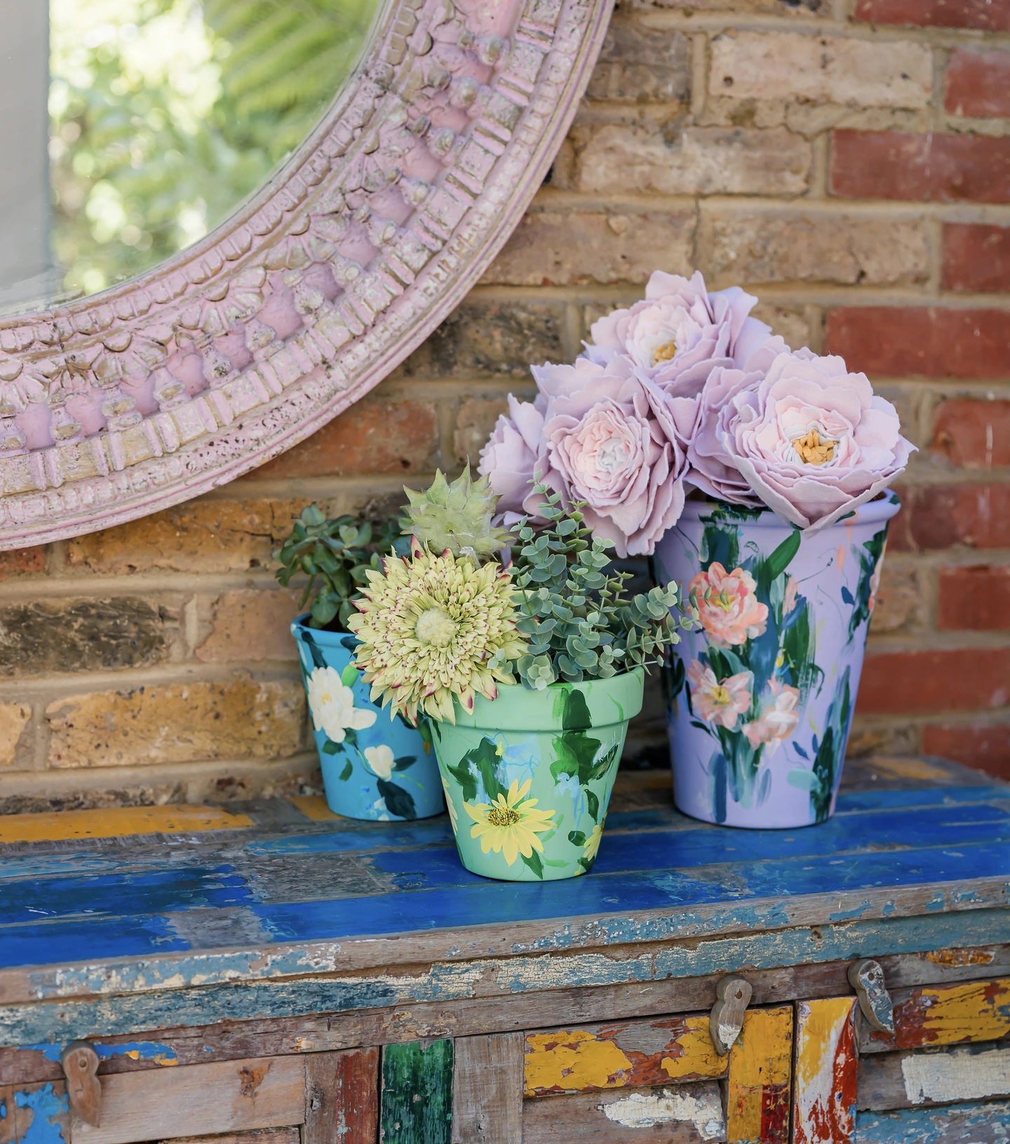 Hand painted plant pots