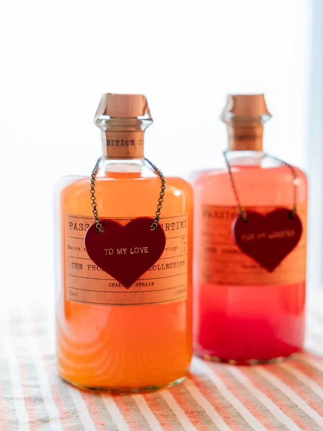 bottle tags for Valentine's Day