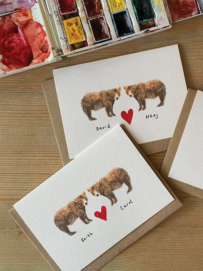 Personalised Love Heart Bear Greeting Card 