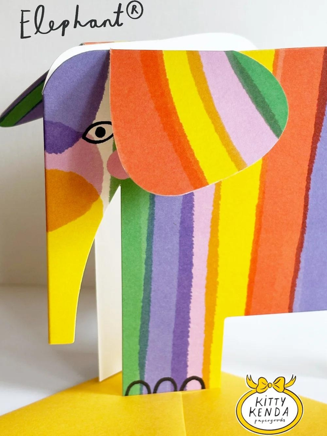 rainbow elephant fold out card with envelope