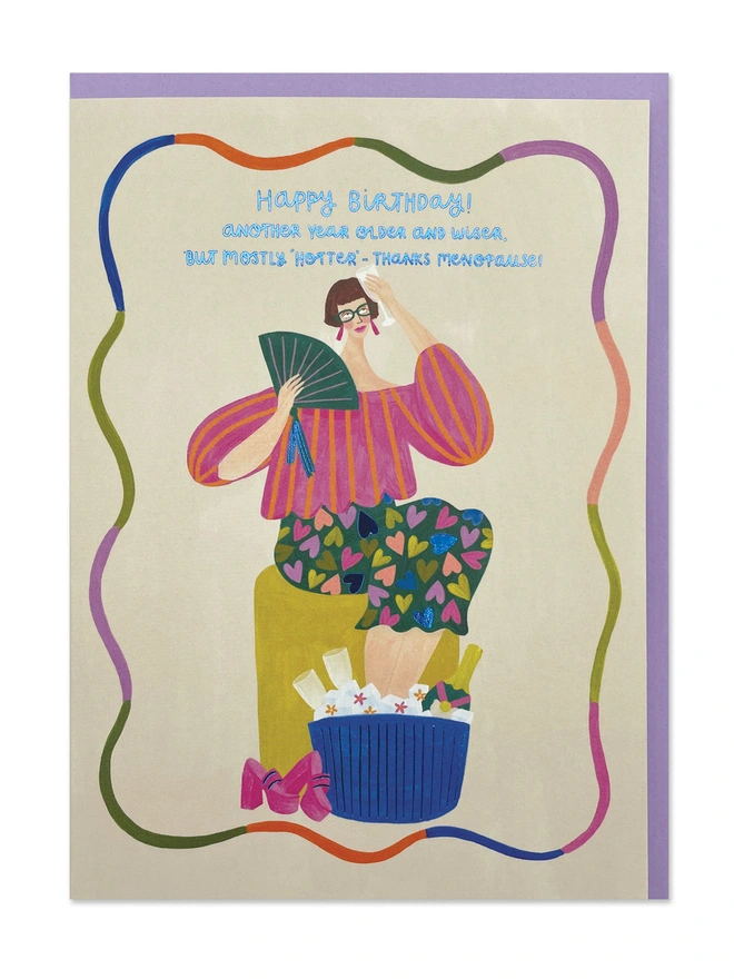 Colourful Humour Menopause Birthday Card | Raspberry Blossom