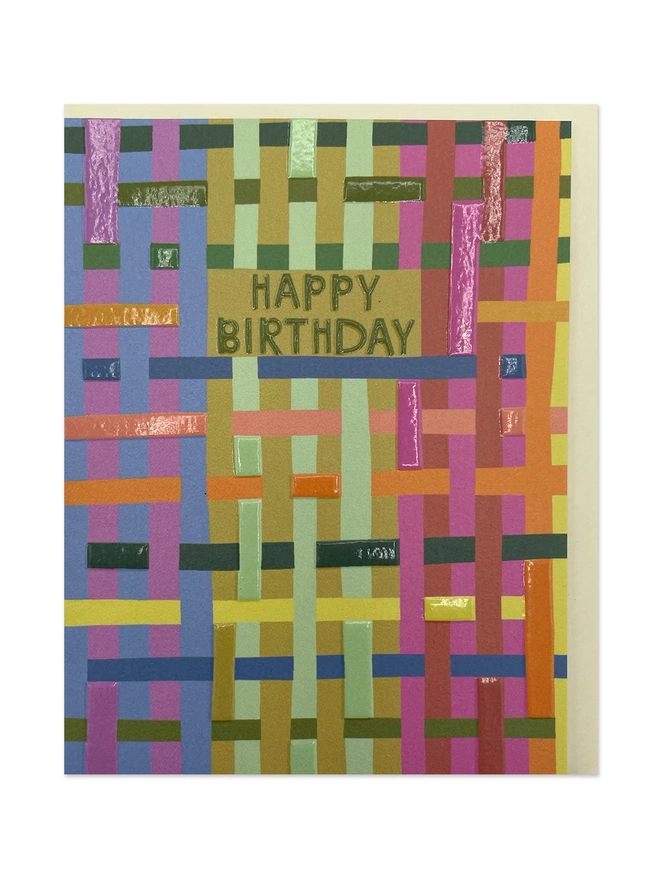  Joyful Mini Birthday Card Colourful Check Pattern | Raspberry Blossom