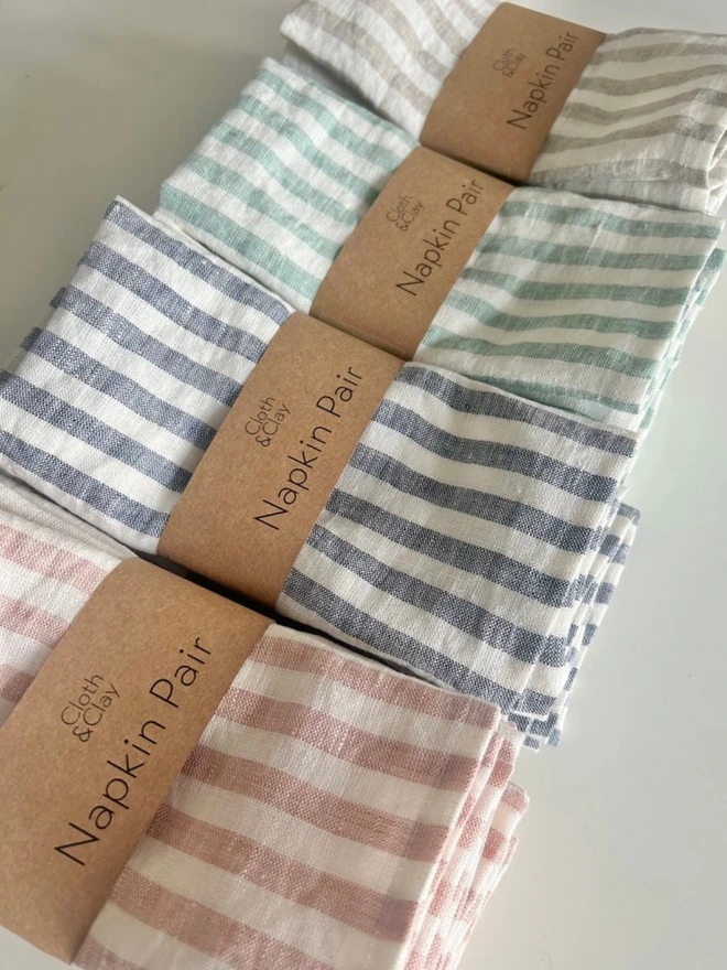 Striped linen napkin pair