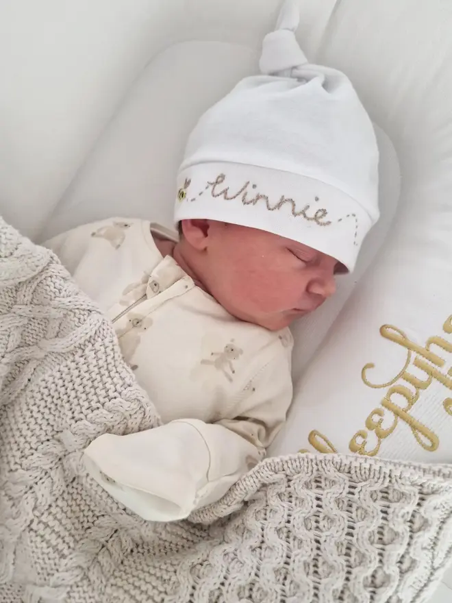 personalised newborn baby bee hat