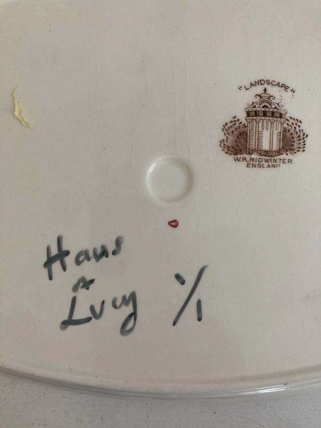 Haus of Lucy signature on back of plate