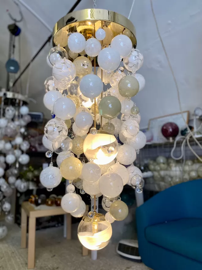 A unique chandelier in blown glass