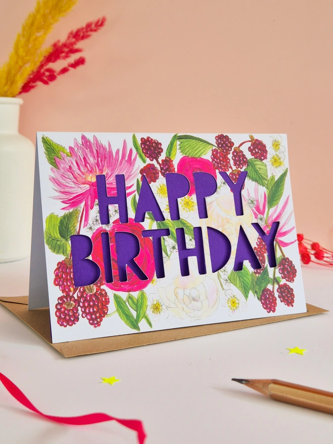Raspberry Birthday Card 