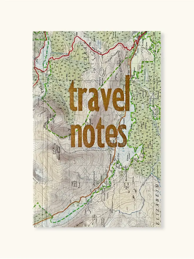 Travel Notes Notebook with a map on the cover 