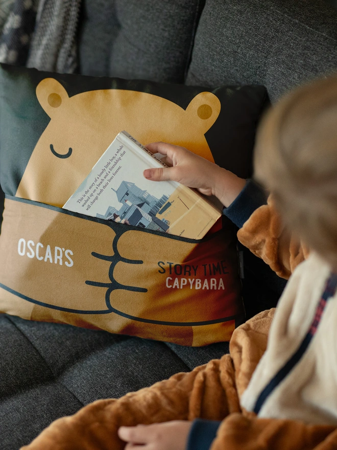 Hug and Fable Capybara Pocket Story Cushion