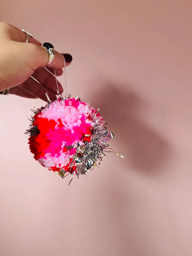 Christmas bauble Pom Pom bauble tinsel Pom Pom tinsel bauble disco Pom Pom bauble Christmas bright Pom Pom 
