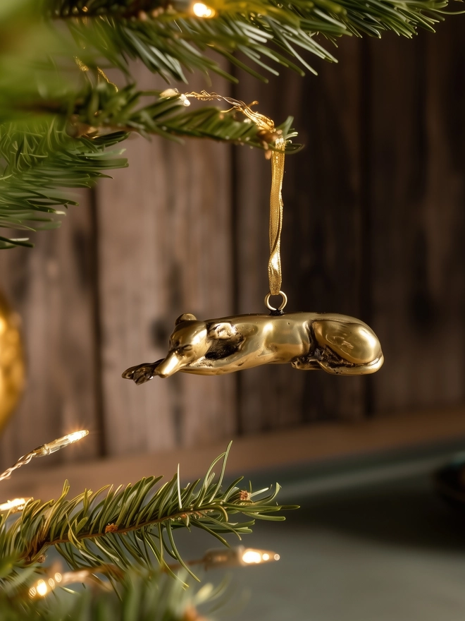 Brass Greyhound Christmas Tree Decoration by Adams & Mack